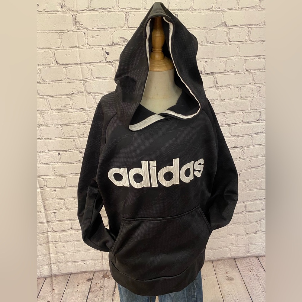 Adidas M(10/12) Black Hoodie with White Emblem